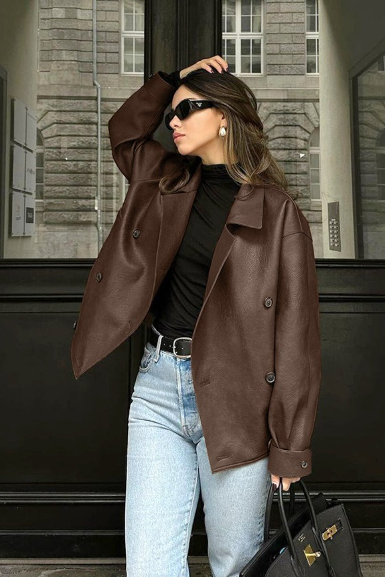 Helen vintage kabát z umělé kůže