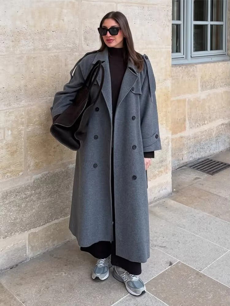 Alicia Autumn Winter Coat - Women's V-Neck Double Breasted Wool Coat for Stylish Winter Wear 7