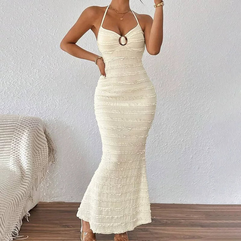 Margot volanų halter maxi suknelė