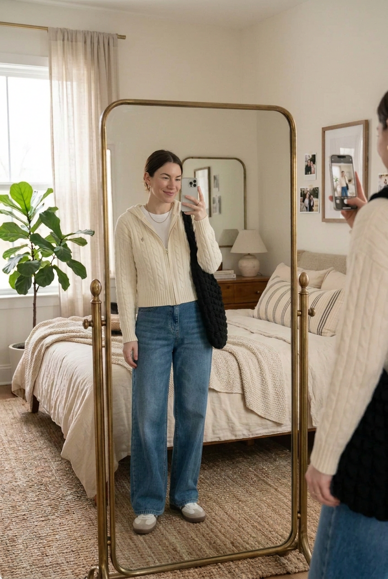Cardigan de Malha Melanie com Fecho e Gola Alta