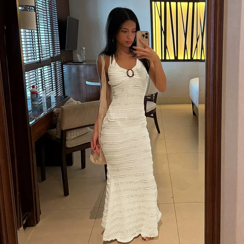 Margot volanų halter maxi suknelė