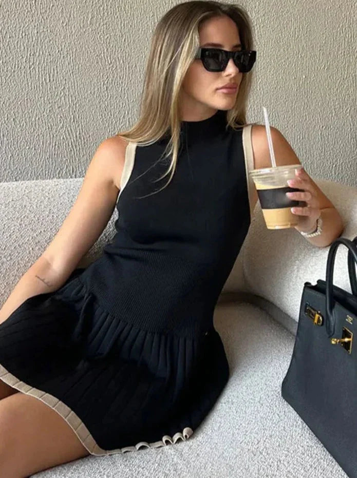 Sophie šaty s kontrastním pruhem a nízkým pasem