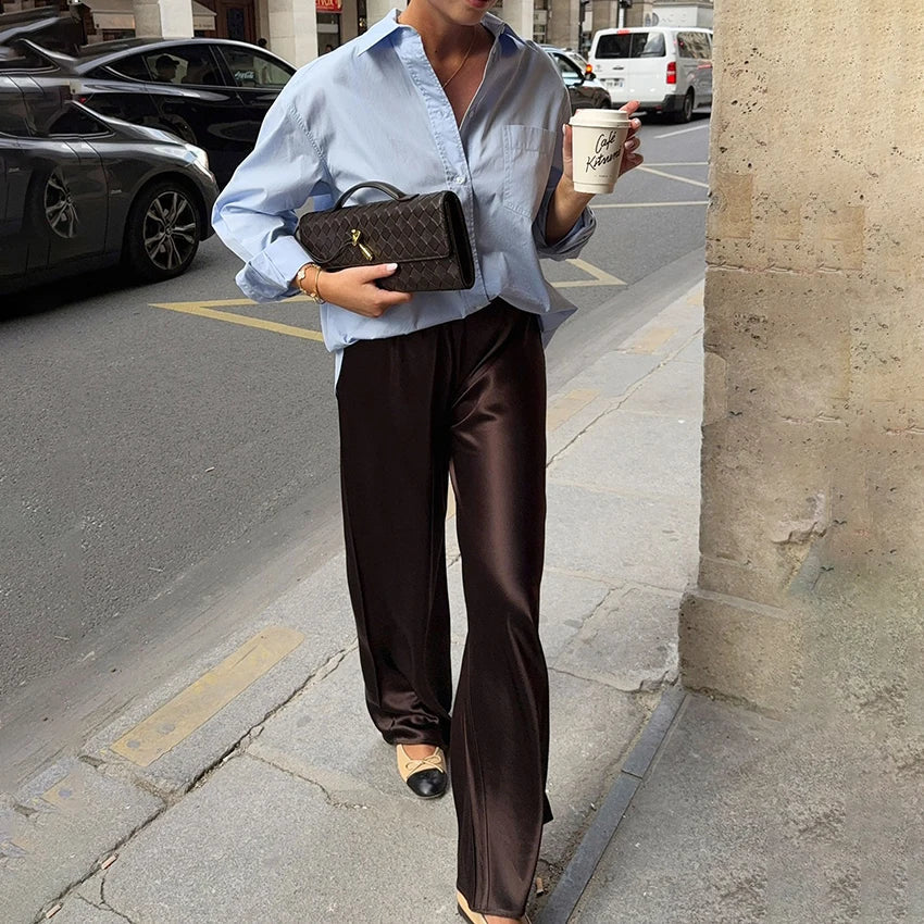 Brie Satin Flared Pants
