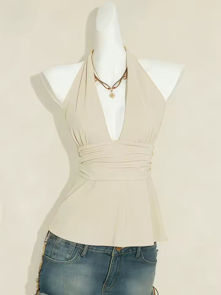 Clementine Pünktchen-Halter-Peplum-Top