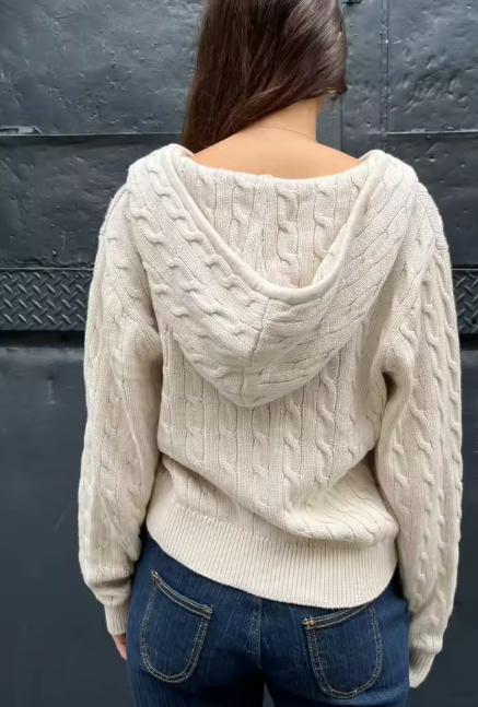 Cardigan de Malha Melanie com Fecho e Gola Alta