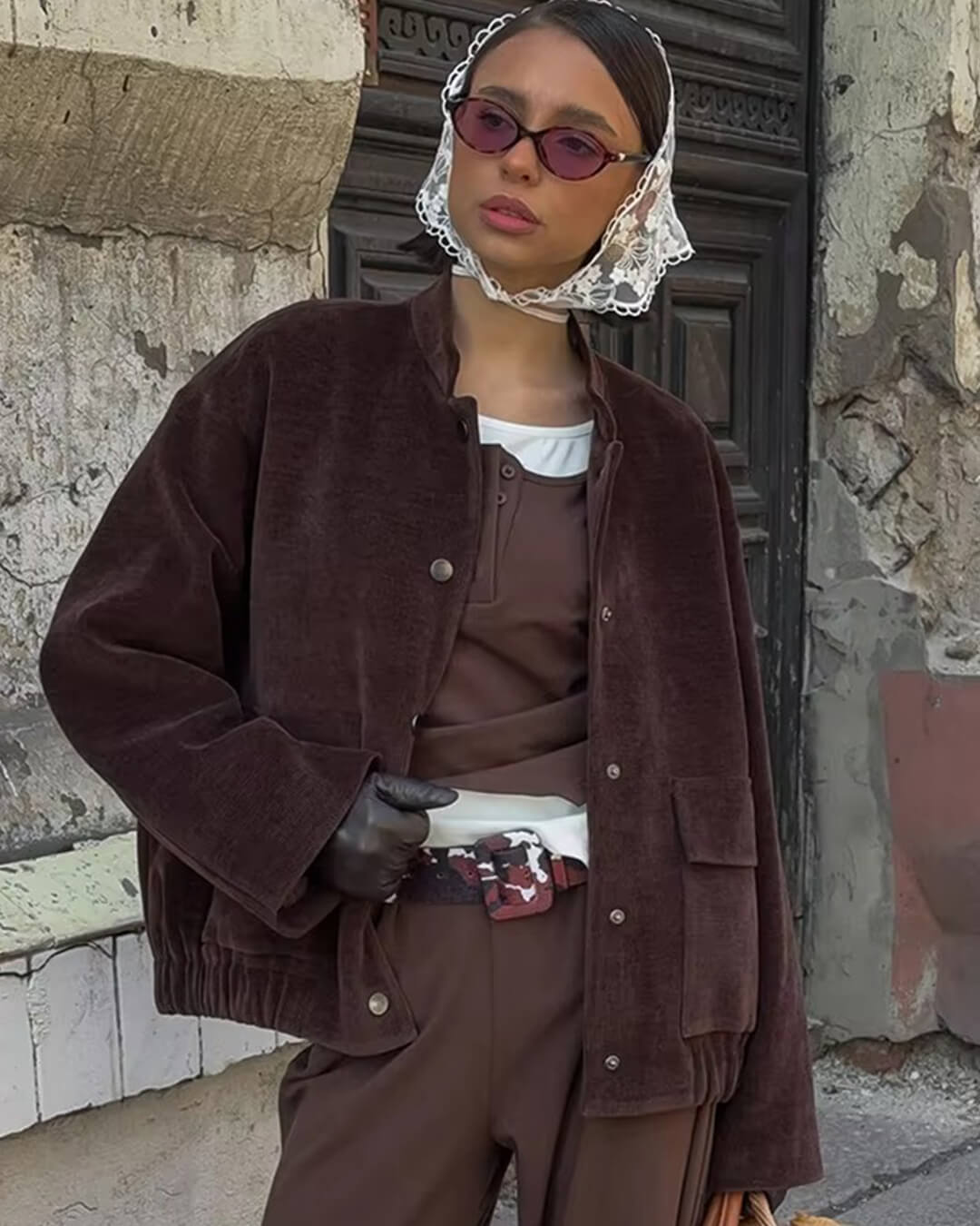 Cassy hnědá manšestrová bunda