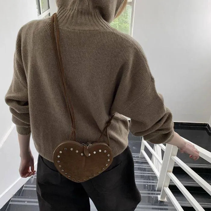 Esther Vintage Crossbody-veske i imitert semsket skinn