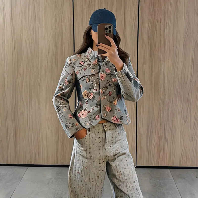 Anne Vintage Jacquard Cropped Jacket