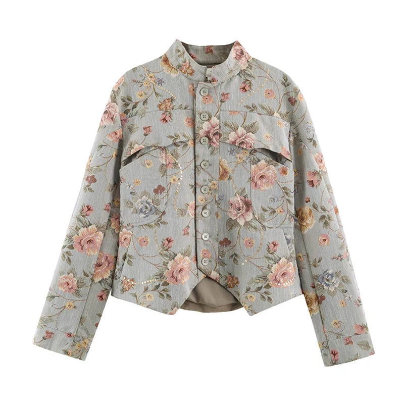 Anne Vintage Jacquard Cropped Jacket