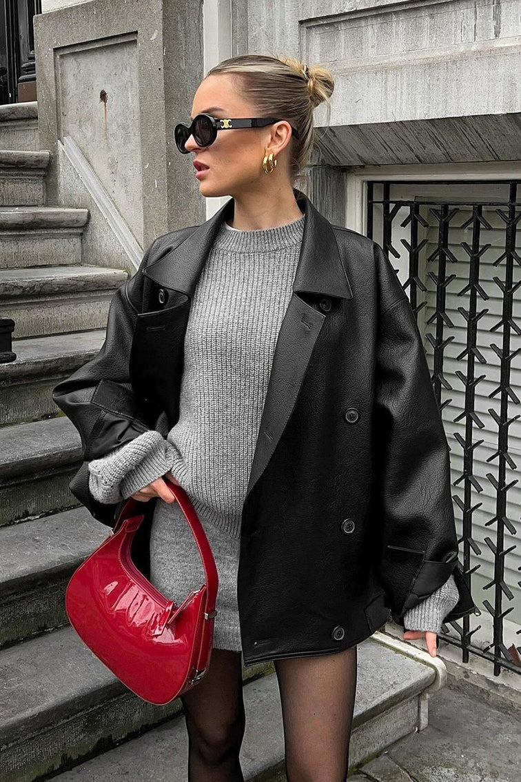 Helen vintage kabát z umělé kůže