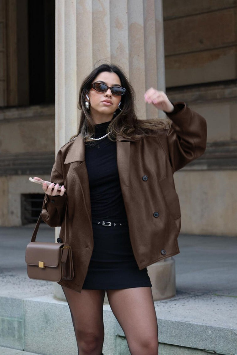 Helen vintage kabát z umělé kůže