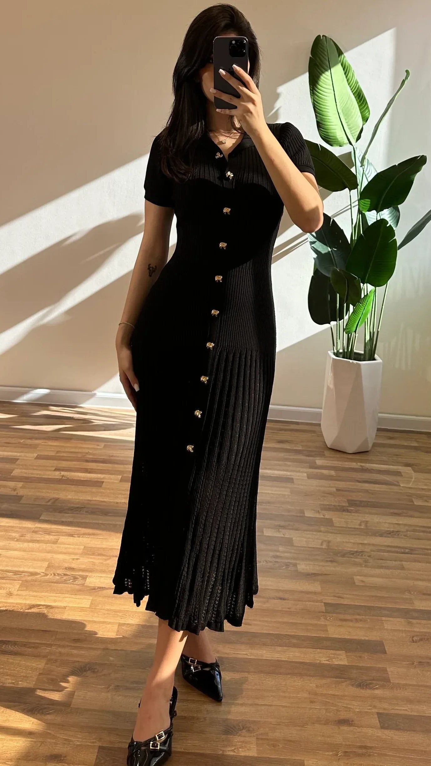Sophia ribbineulottu polo-maksimekko