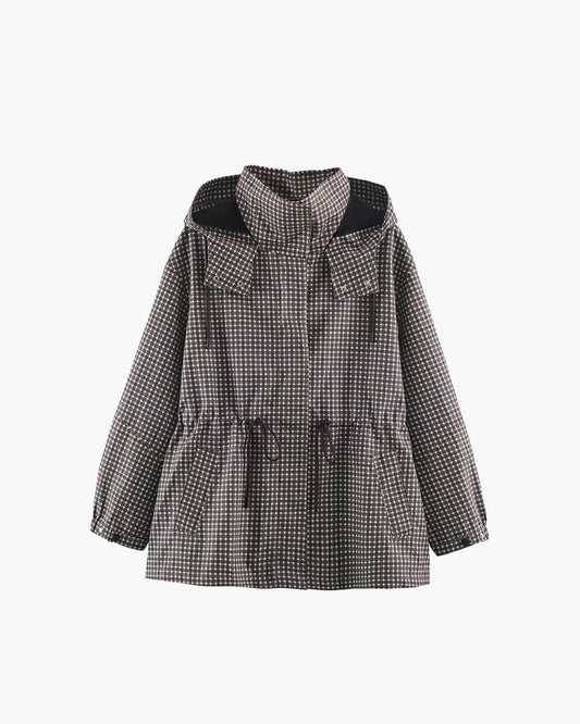Veste coupe-vent à capuche à carreaux Jenny