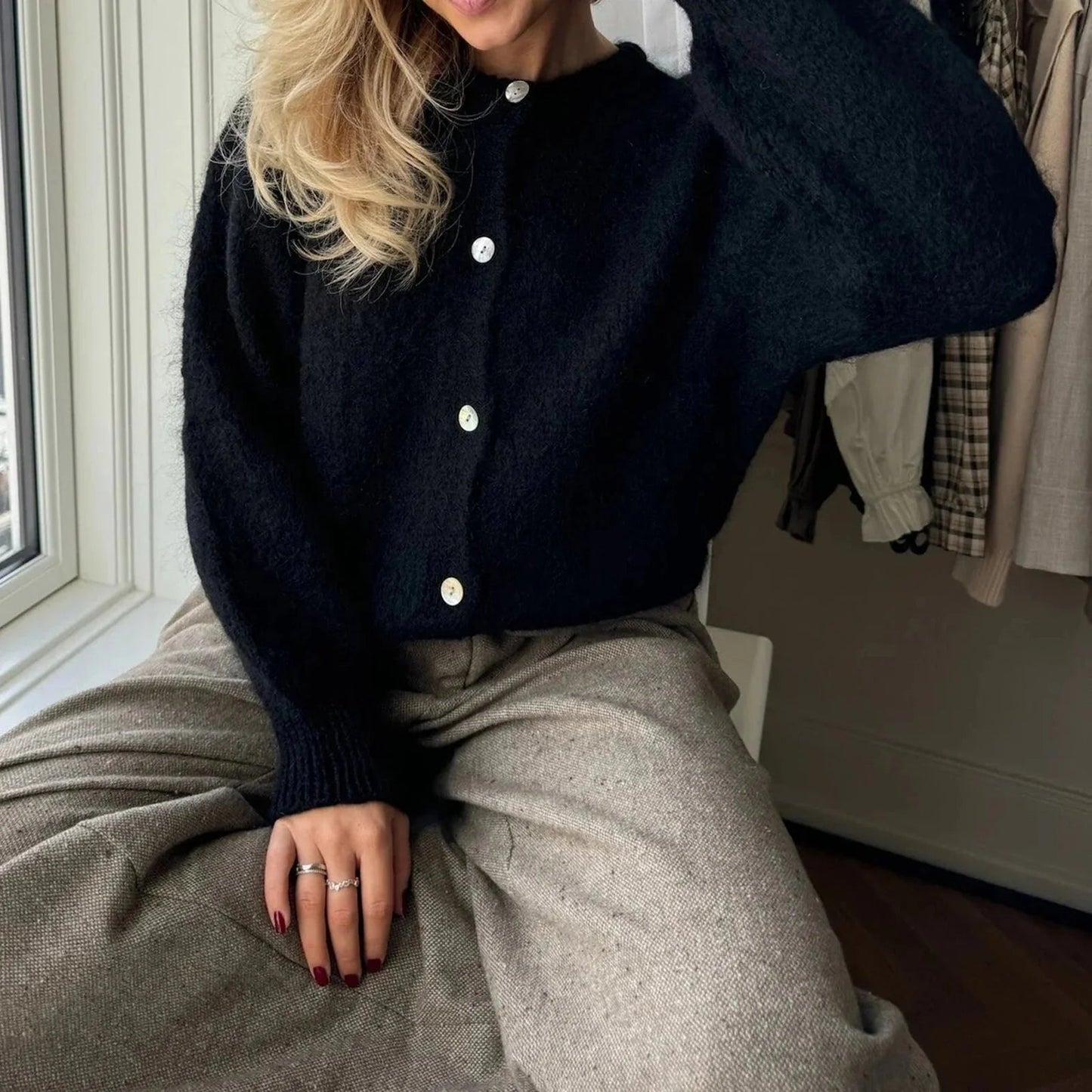 Rebecca Oversized Fuzzy Knit Cardigan