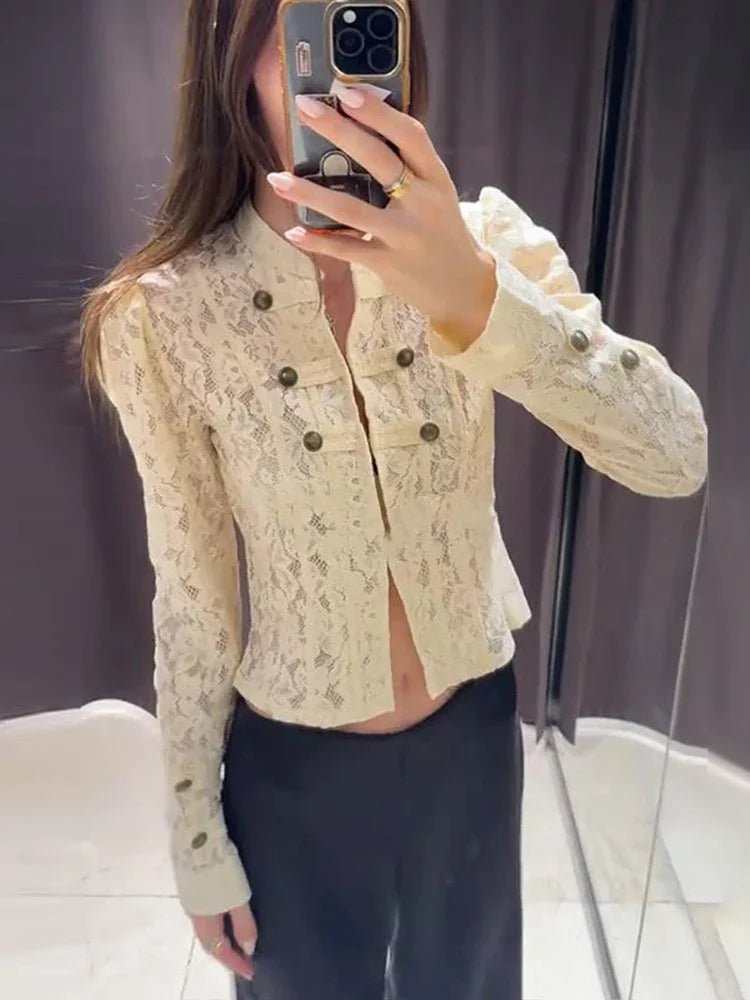 Esther áttetsző csipke patchwork dzseki