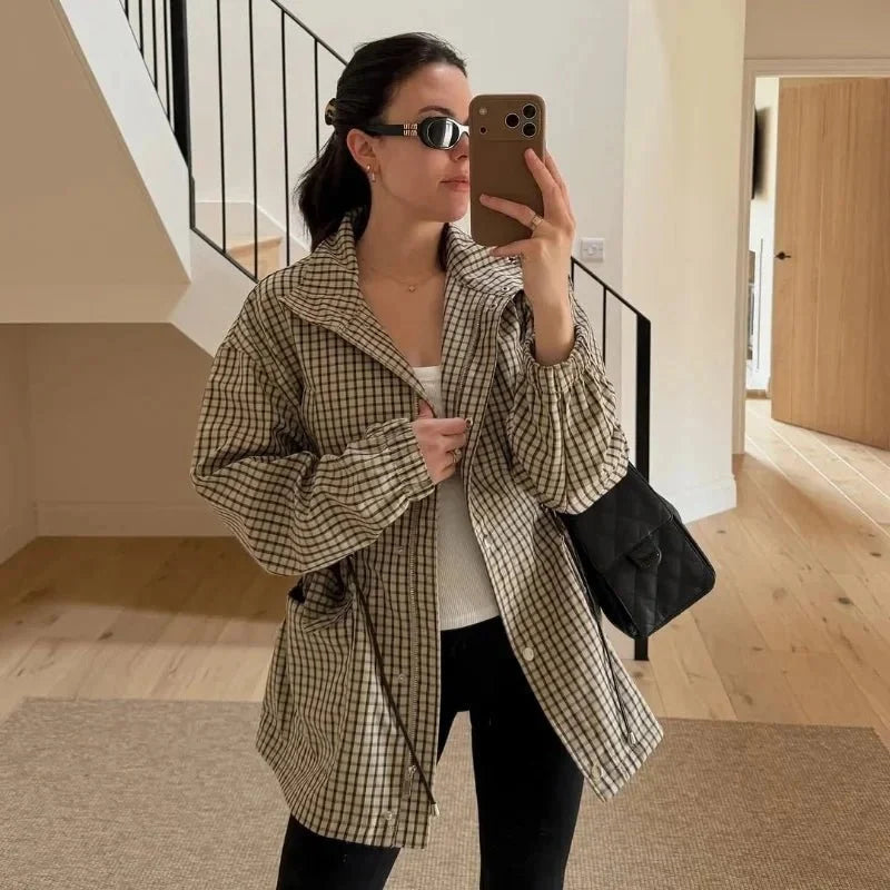 Sarah Vintage Ternet Talje-indtaget Jakke