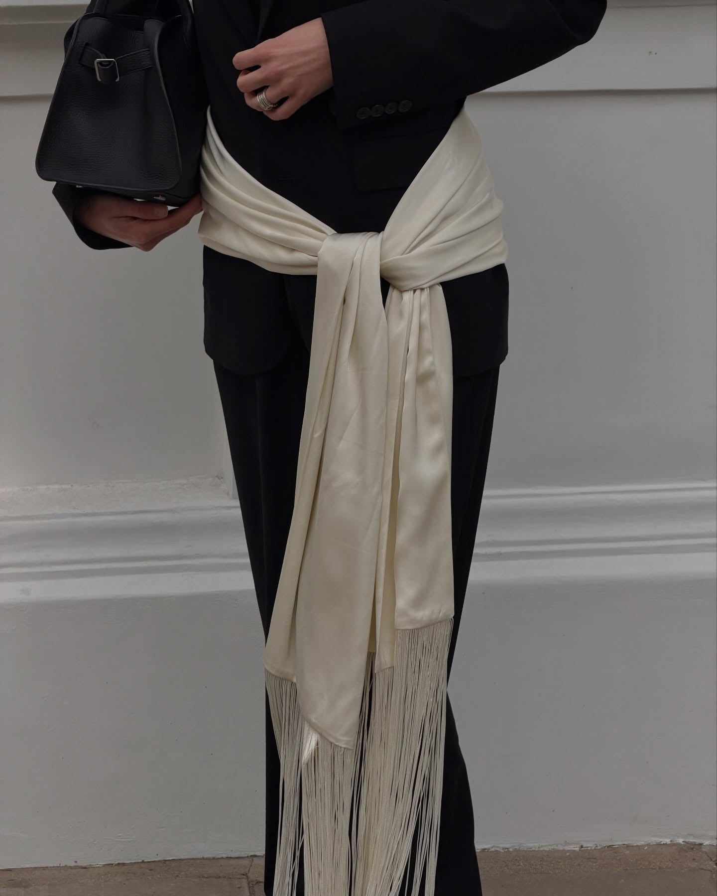 Amelie Fringe Tassel Satin Scarf Belt