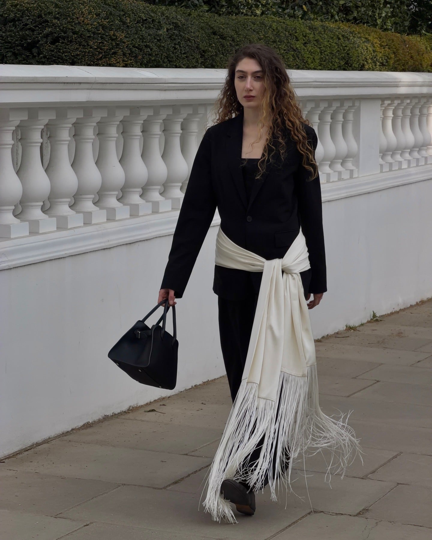 Amelie Fringe Tassel Satin Scarf Belt