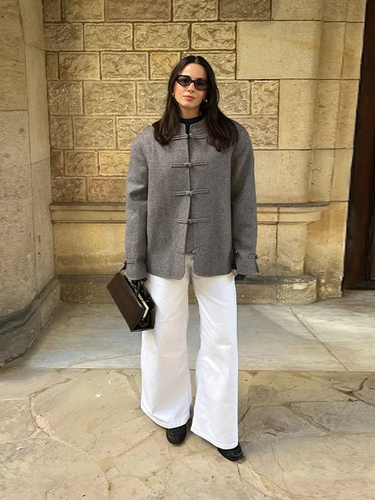 Chaqueta Mary con nudo doble faz estilo mandarín