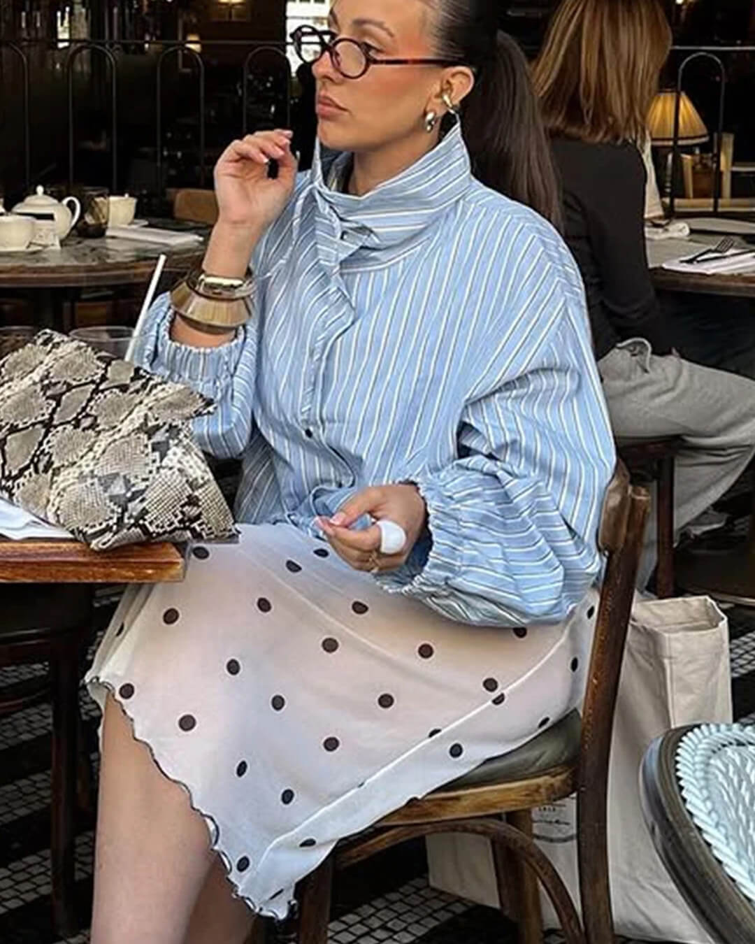 Lucy pruhovaná košile s vysokým límcem