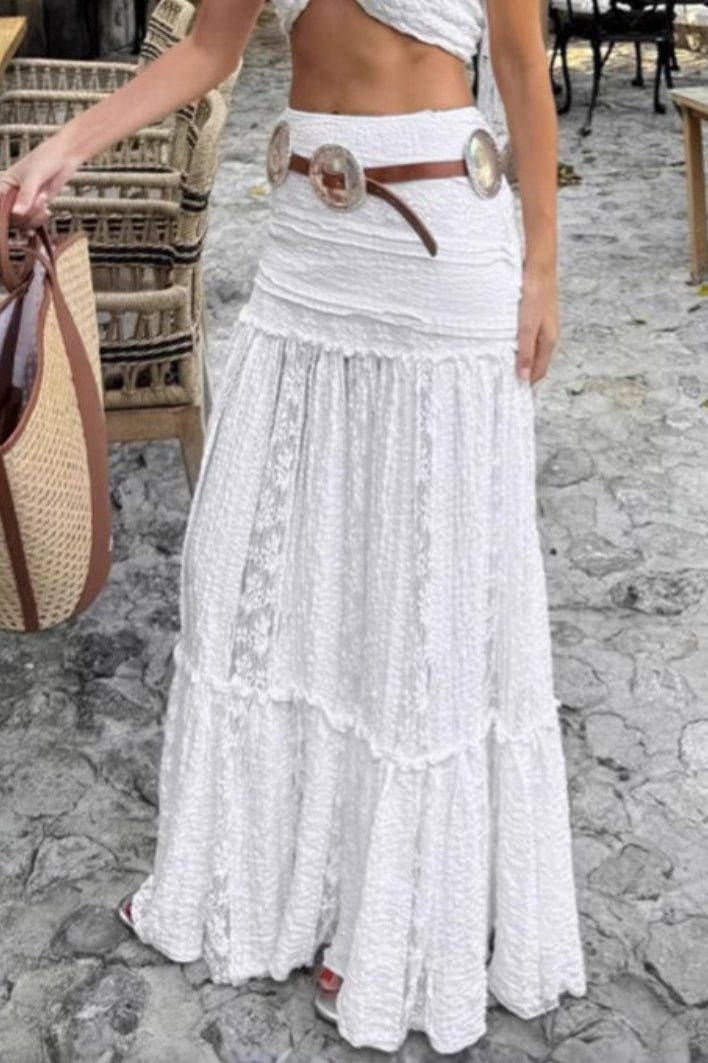 Melissa čipkovaná vrstvená maxi sukňa