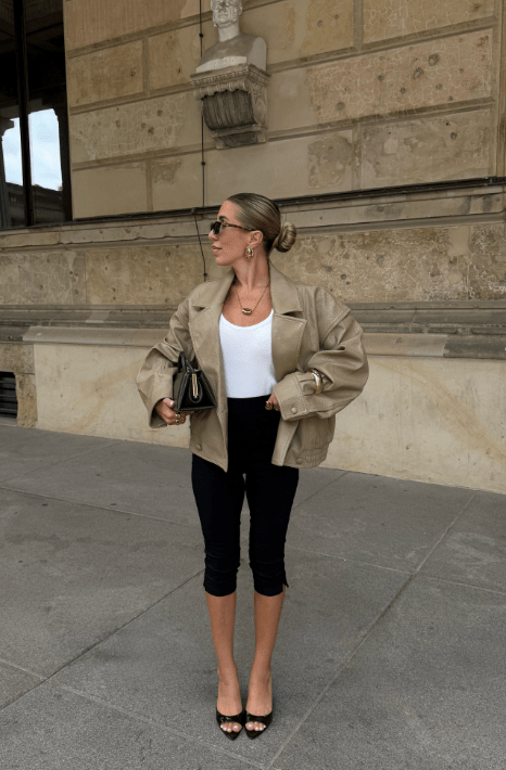 Isabel dwurzędowy płaszcz z ekoskóry