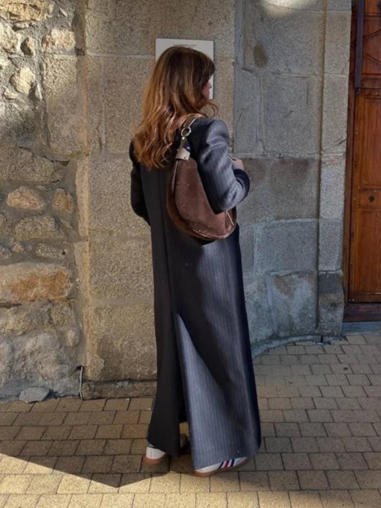 Mary dwurzędowy długi płaszcz