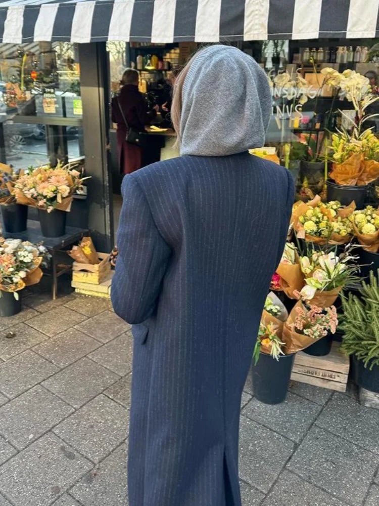 Mary dwurzędowy długi płaszcz