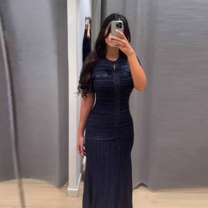 Rochie maxi tricotată cu paiete Sadie