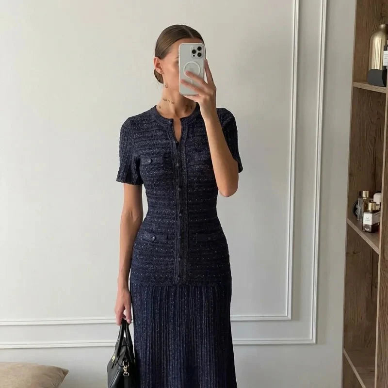 Rochie maxi tricotată cu paiete Sadie