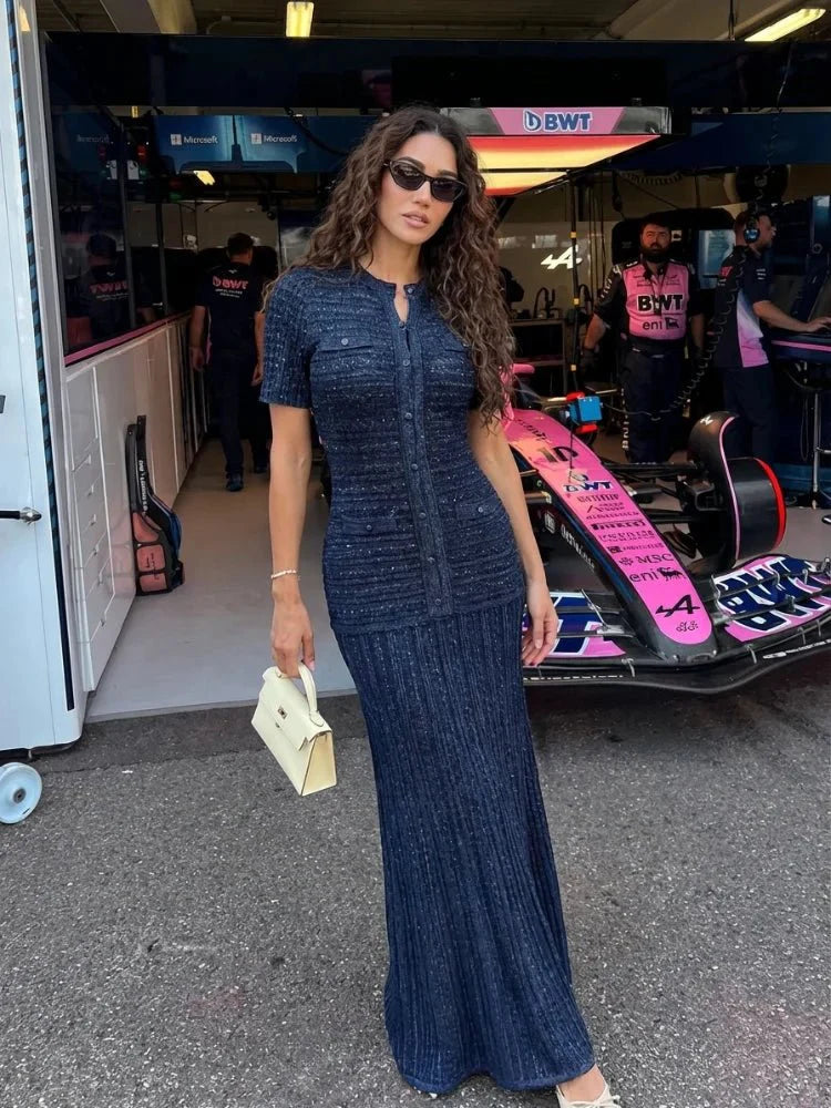 Rochie maxi tricotată cu paiete Sadie