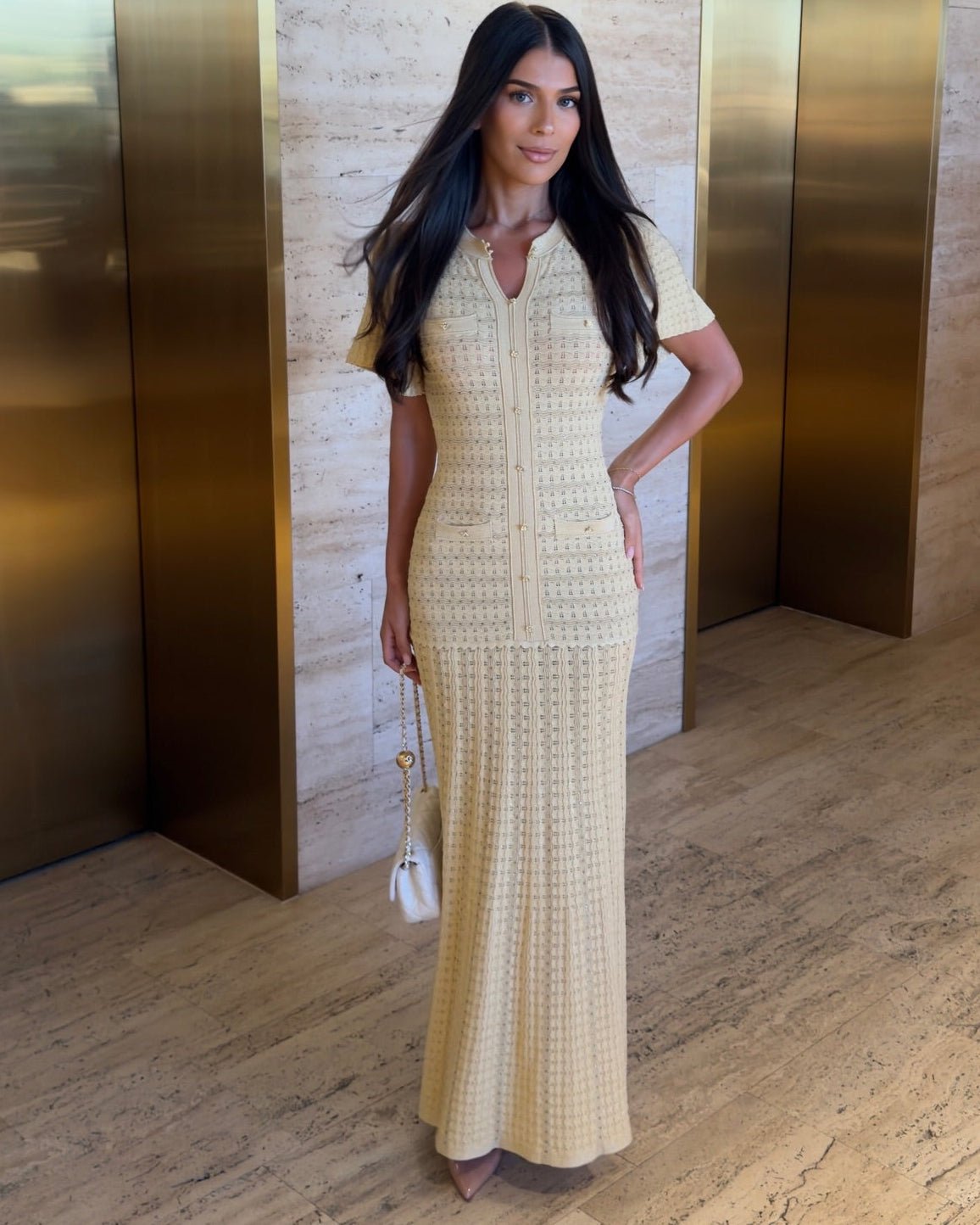 Rochie maxi tricotată cu paiete Sadie