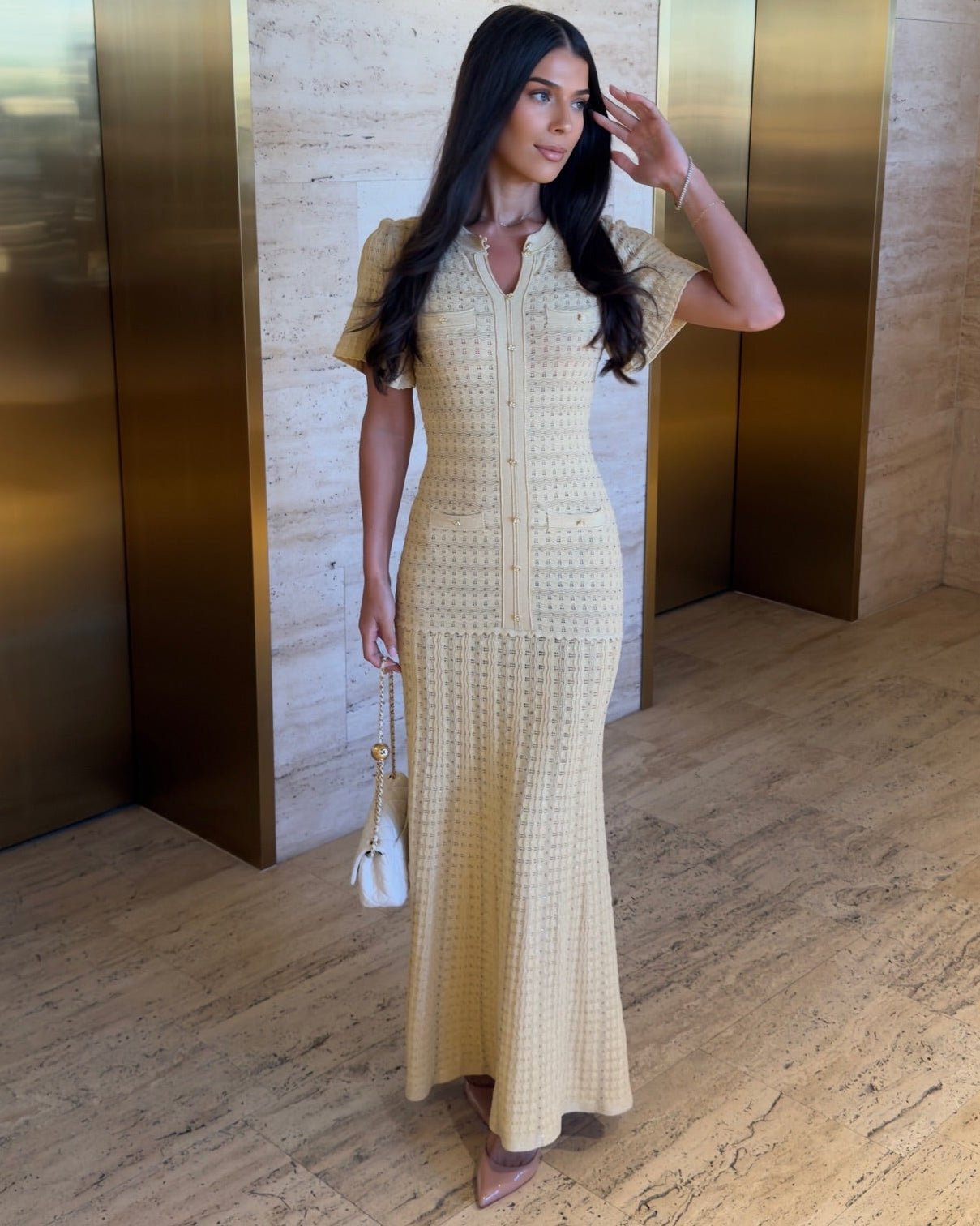 Rochie maxi tricotată cu paiete Sadie