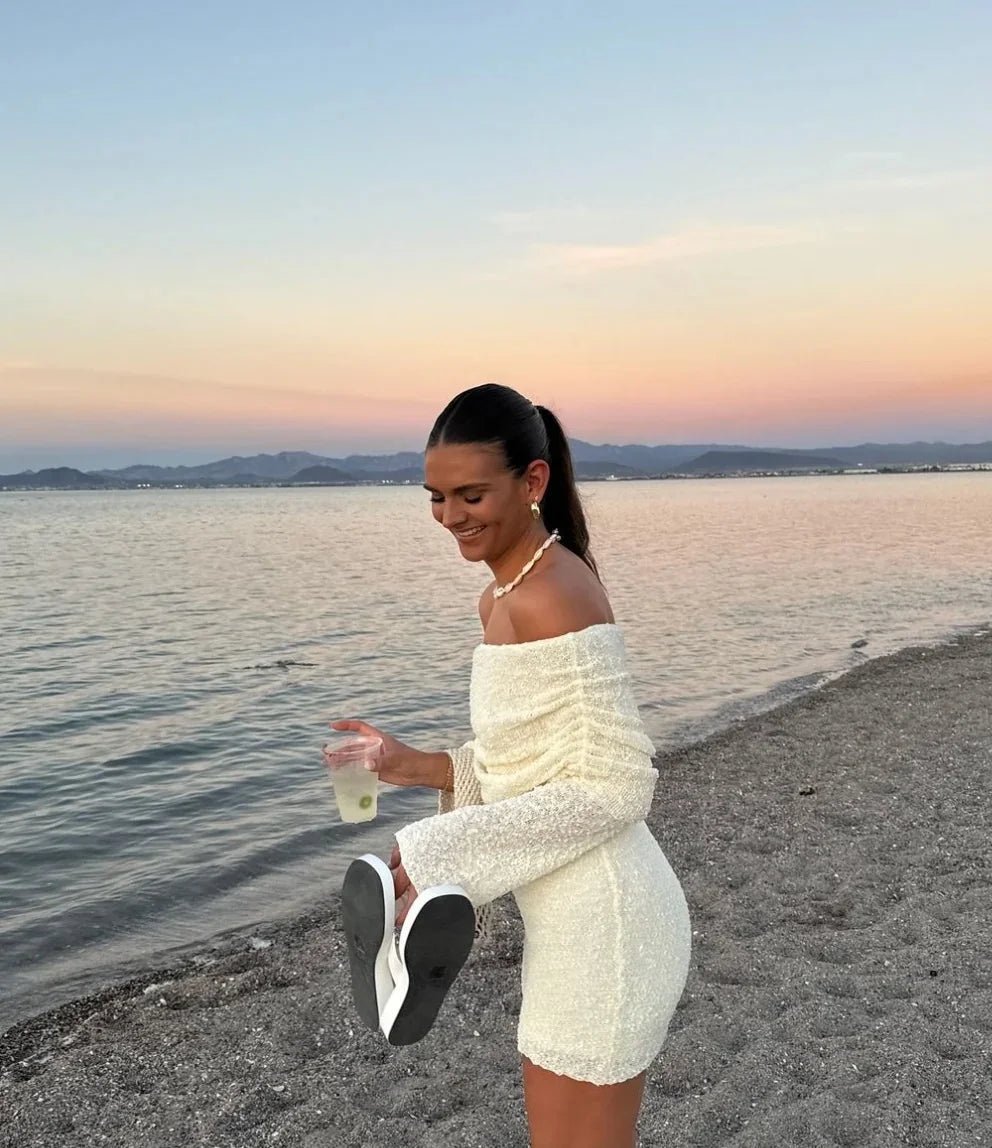 Zaria off-shoulder bodycon μίνι φόρεμα