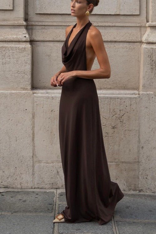 Rochie maxi Margot halter cu spatele gol