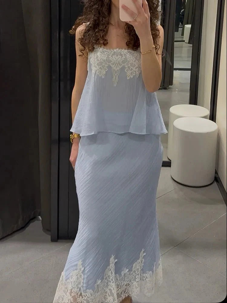 Sada Jacinta s krajkovými vsadkami midi