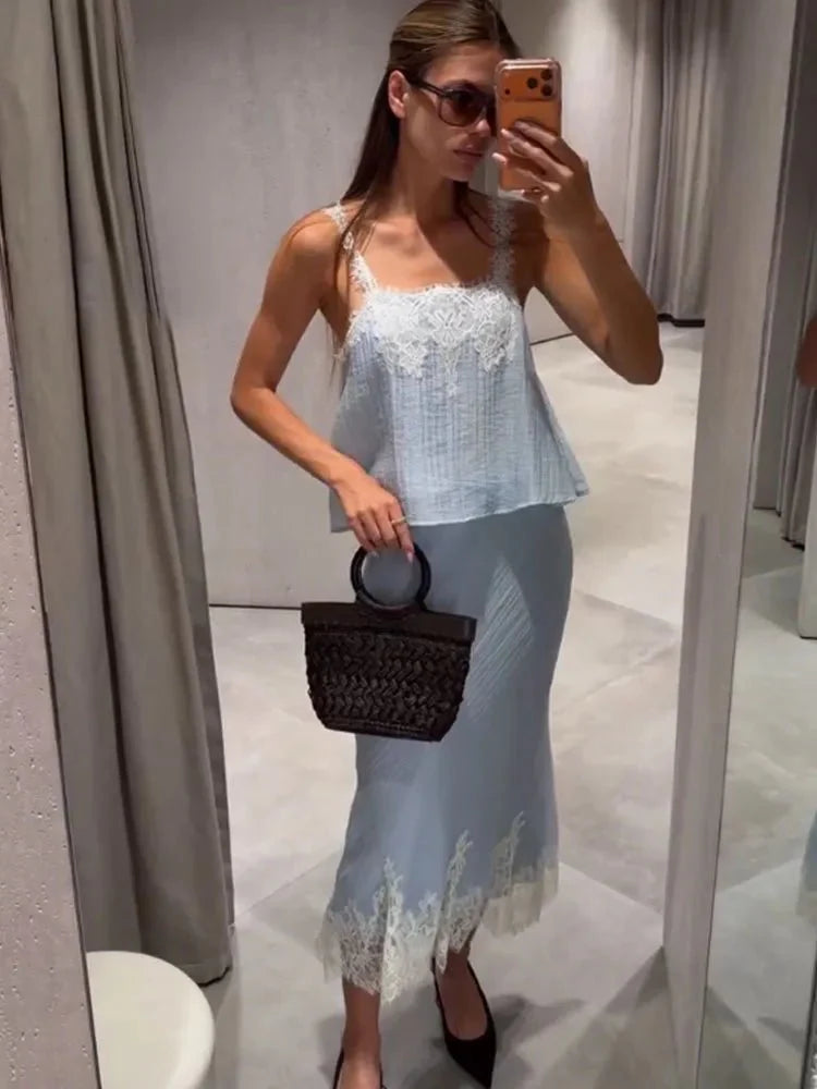Sada Jacinta s krajkovými vsadkami midi