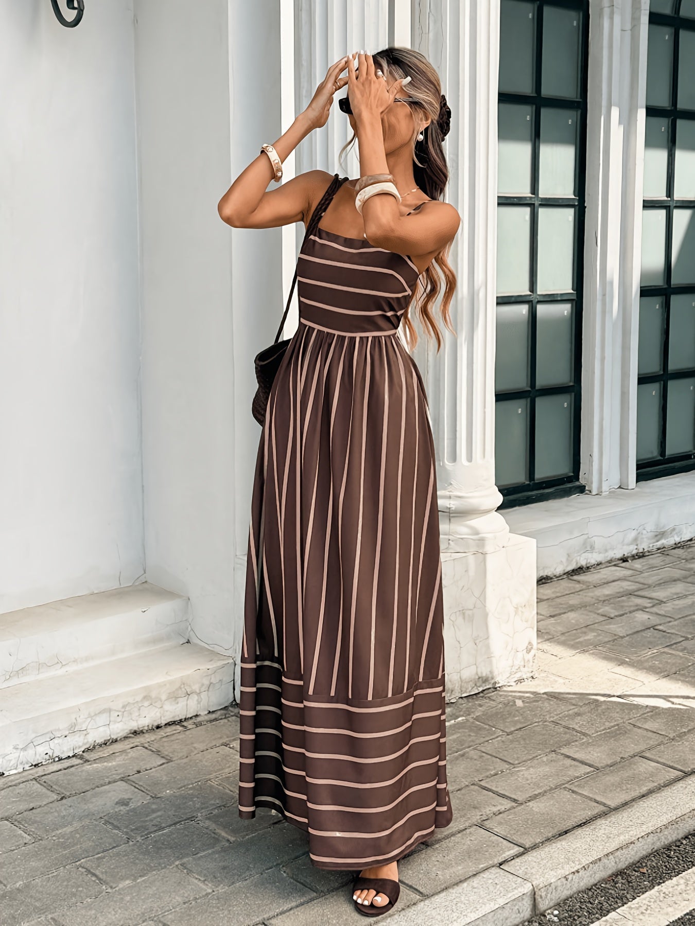 Vestido lencero de lino a rayas Eleanor