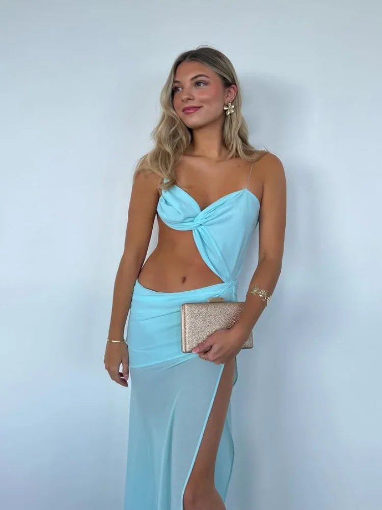 Isabelle Mesh Cutout Maxi šaty