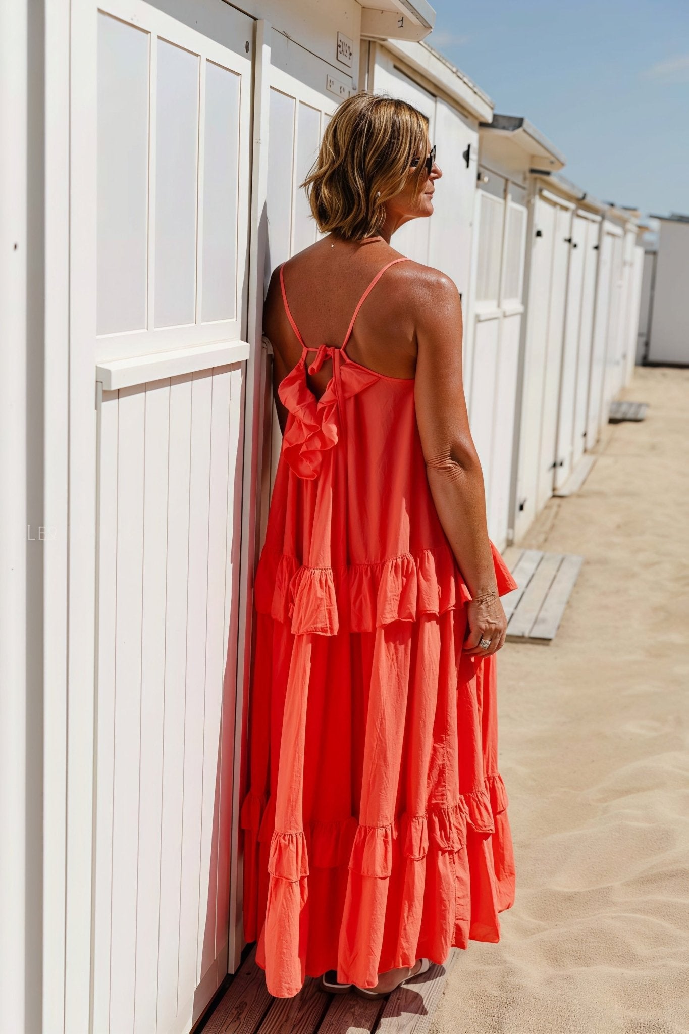 Rochie maxi Sophia cu tiv cu volane