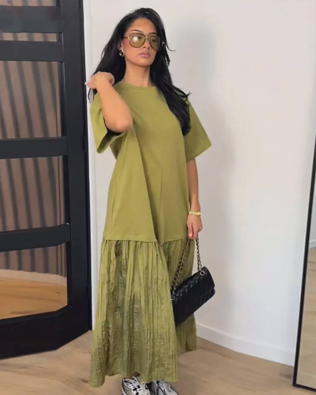 Rochie midi Amybeth plisată patchwork