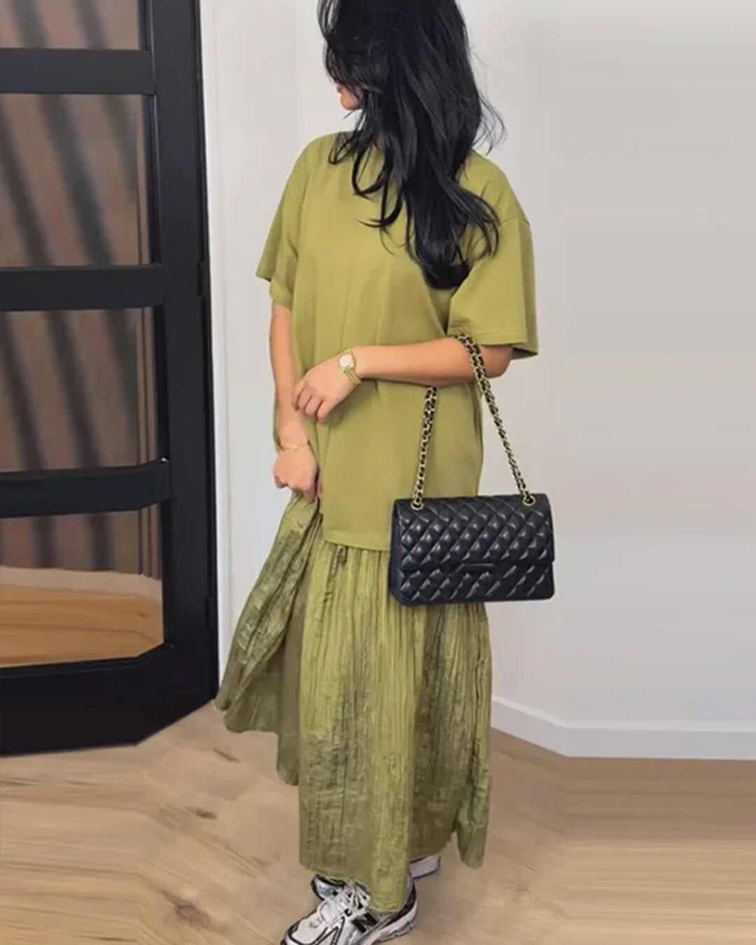 Rochie midi Amybeth plisată patchwork