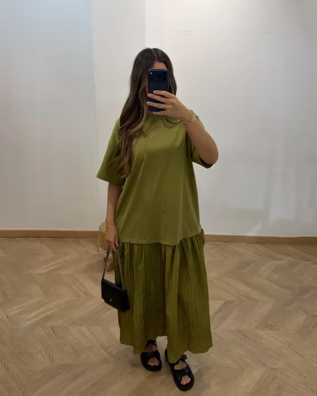 Rochie midi Amybeth plisată patchwork