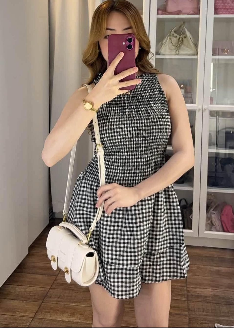 Μίνι φόρεμα Linda Plaid με σμόκιν λεπτομέρειες