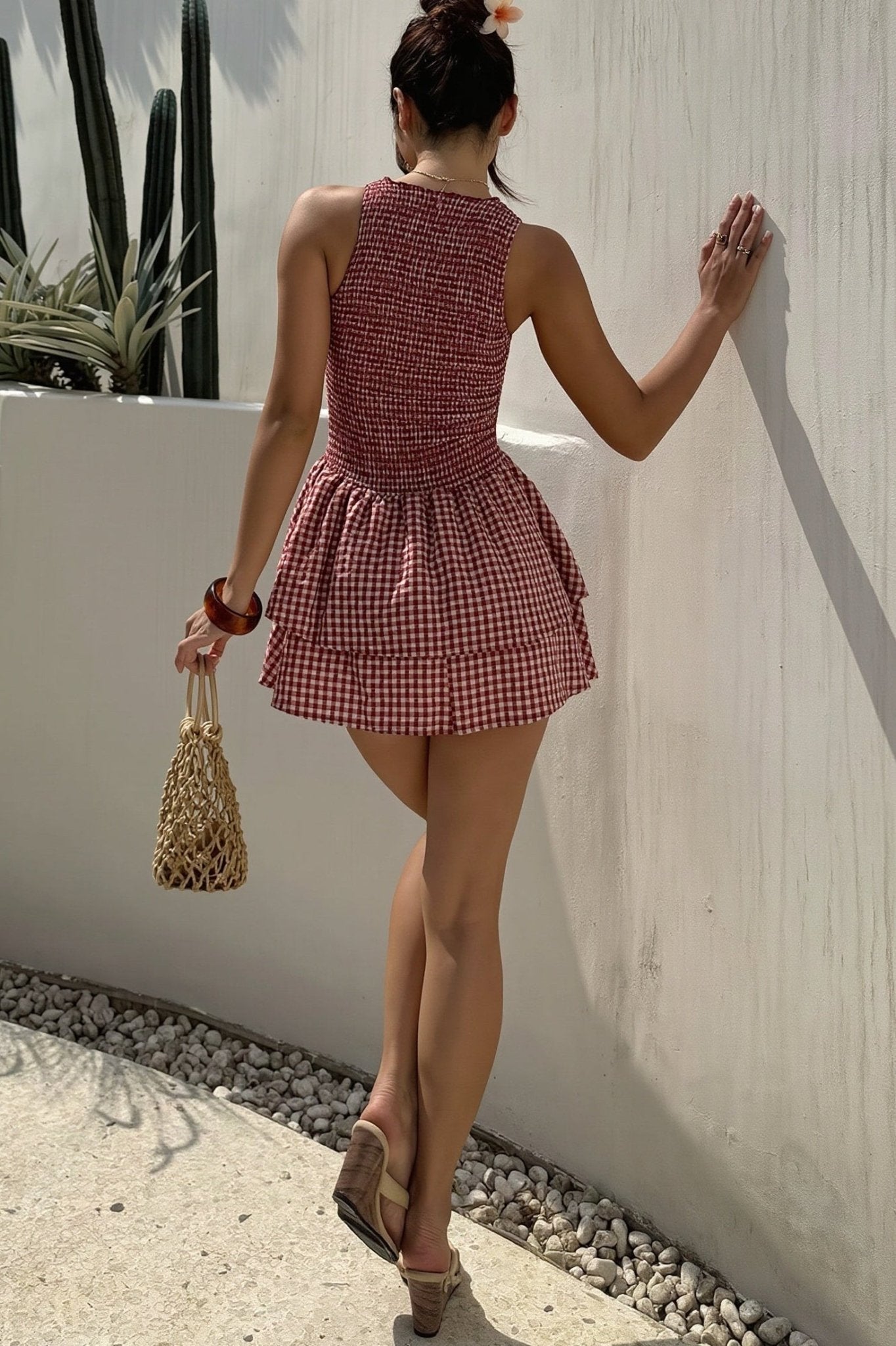 Μίνι φόρεμα Linda Plaid με σμόκιν λεπτομέρειες