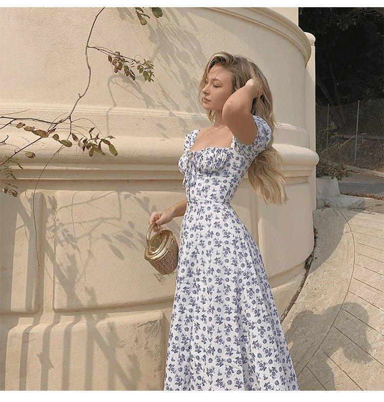 Vestido midi Arianna con mangas abullonadas y estampado floral