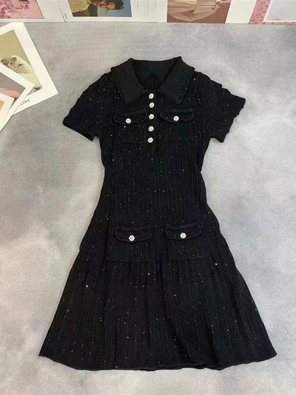 Rochie mini Emelia tricotată cu paiete