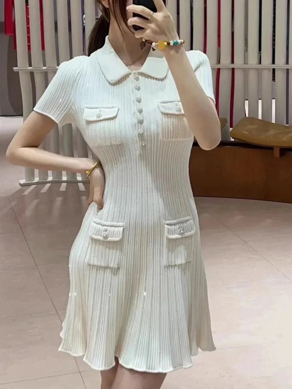 Rochie mini Emelia tricotată cu paiete