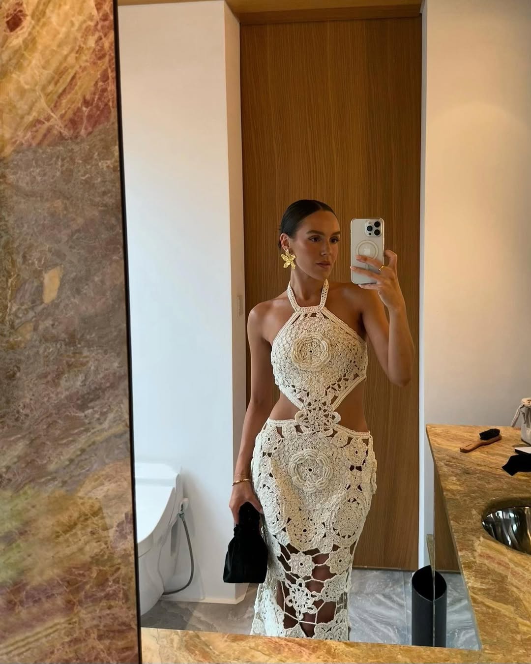 Svetlana vestido maxi de crochet transparente