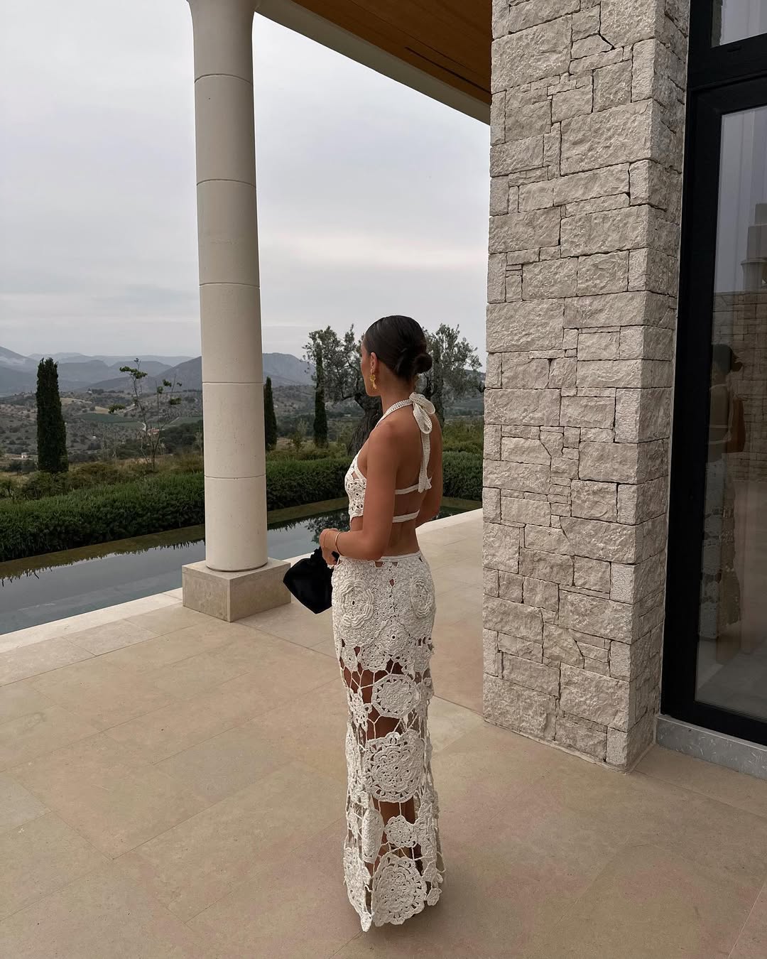 Svetlana vestido maxi de crochet transparente